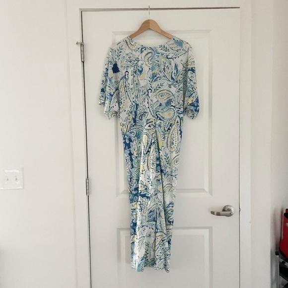 Lauren Ralph Lauren Linen Paisley Midi Knot Front Dress Extra Large - Picture 3 of 6